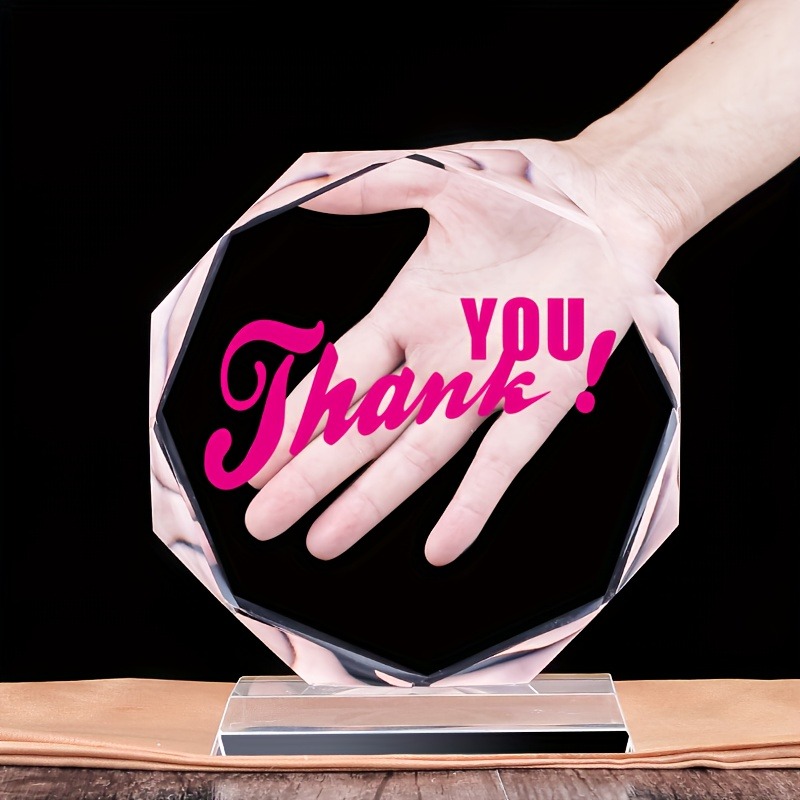 Customized personalized crystal octagonal shaped circular card photo frame album ornament glass acrylic reward trophy medal